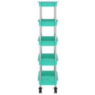 Кухненска количка, 5 нива, тюркоаз, 42x29x128 см, желязо и ABS