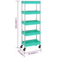 Кухненска количка, 5 нива, тюркоаз, 42x29x128 см, желязо и ABS