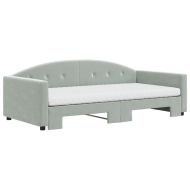 Канапе с изтеглящо легло и матраци светлосиво 100x200 см кадифе