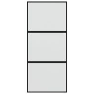 Плъзгаща се врата, черна, 90x205 см, закалено стъкло и алуминий