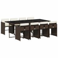 Градински трапезен комплект възглавници 9 части кафяв полиратан