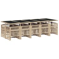 Градински комплект с възглавници 15 части бежов полиратан