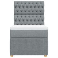 Боксспринг легло с матрак, светлосива, 90x190 см, плат