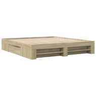 Рамка за легло, дъб сонома, 200x200 см, масивно дърво