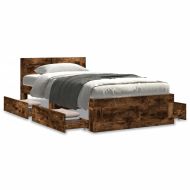 Рамка за легло с табла, опушен дъб, 100x200 см, инженерно дърво