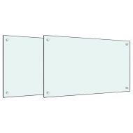 Кухненски гърбове, 2 бр, бял, 70х40 см, закалено стъкло