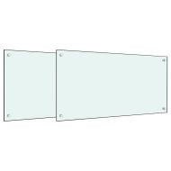 Кухненски гърбове, 2 бр, бял, 80x60 см, закалено стъкло