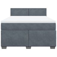 Боксспринг легло с матрак, тъмносиво, 160x200 см, кадифе