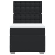 Боксспринг легло с матрак, черно, 90x190 см изкуствена кожа