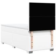 Боксспринг легло с матрак, бяло, 100x200 см, изкуствена кожа