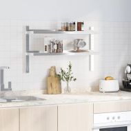 Стенен рафт на 2 нива 100x23,5x60см сребрист неръждаема стомана