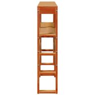 Горна табла с рафтове, восъчнокафява, 135 см, масивно дърво бор