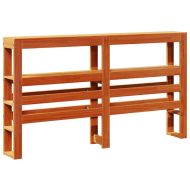 Горна табла с рафтове, восъчнокафява, 135 см, масивно дърво бор