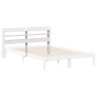 Горна табла с рафтове, бяла, 160 см, масивно дърво бор