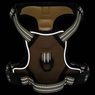 Кучешки нагръдник с повод и нашийник, регулируем, кафяв, XL