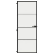 Интериорна врата черна 76x201,5 см закалено стъкло и алуминий