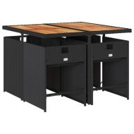 Градински трапезен комплект възглавници 5 части черен полиратан