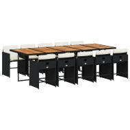 Градински комплект с възглавници 11 части полиратан черен