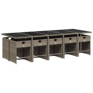 Градински комплект с възглавници 11 части сив полиратан