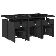 Градински комплект с възглавници 11 части полиратан черен