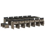 Градински комплект с възглавници 17 части полиратан сив