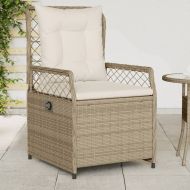 Накланящи се градински столове, 2 бр, бежов, полиратан