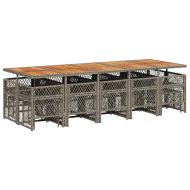 Градински комплект с възглавници 15 части полиратан сив