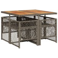 Градински трапезен комплект 5 части с възглавници сив полиратан