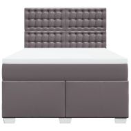 Боксспринг легло с матрак, сиво, 160x200 см, изкуствена кожа