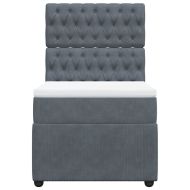 Боксспринг легло с матрак, тъмносиво, 80x200 см, кадифе