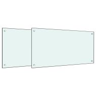 Кухненски гърбове, 2 бр, бял, 80x40 см, закалено стъкло