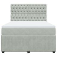 Боксспринг легло с матрак, светлосива, 140x190 см, кадифе