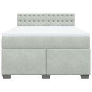 Боксспринг легло с матрак, светлосиво, 160x200 см, кадифе