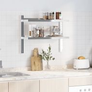 Стенен рафт на 2 нива 75x23,5x60 см сребрист неръждаема стомана