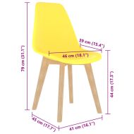 Трапезни столове, 6 бр, жълти, пластмаса