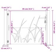 Градинска порта 100x100 см, дизайн с кортен стомана и трева