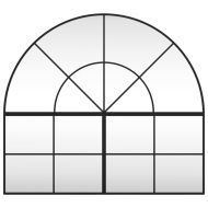 Стенно огледало, черно, 100x90 см, арка, желязо
