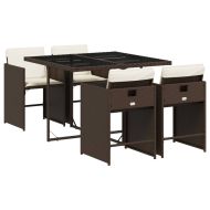 Градински комплект с възглавници 5 части кафяв полиратан