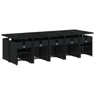 Градински комплект с възглавници 15 части полиратан черен