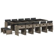 Градински комплект с възглавници 15 части полиратан сив