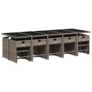 Градински комплект с възглавници 15 части полиратан сив