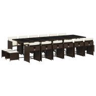 Градински комплект с възглавници 17 части кафяв полиратан