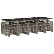 Градински комплект с възглавници 15 части полиратан сив