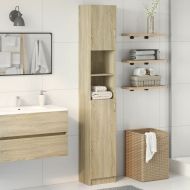 Шкаф за баня, дъб сонома, 32x25,5x190 см, инженерно дърво