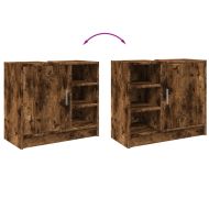 Долен шкаф за мивка, опушен дъб, 63x29x55 см, инженерно дърво