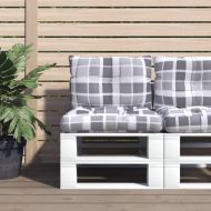 Палетни възглавници, 2 бр, сиво каре, текстил