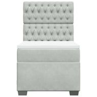 Боксспринг легло с матрак, светлосиво, 90x200 см, кадифе