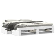 Рамка за легло, бяло, 200x200 см, масивно дърво