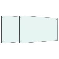 Кухненски гърбове, 2 бр, бял, 70x60 см, закалено стъкло