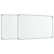 Кухненски гърбове, 2 бр, прозрачен, 70x60 см, закалено стъкло